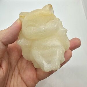 Nine Tail Fox Yellow Calcite Crystal Carving, ~2.5” tall, 210 grams